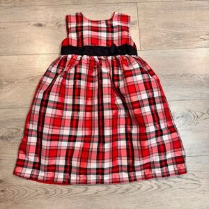 Carters Plaid Party Dress Black Bow Holiday Christmas Girls Size 5 Red Black‎